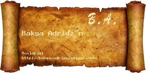 Baksa Adrián névjegykártya